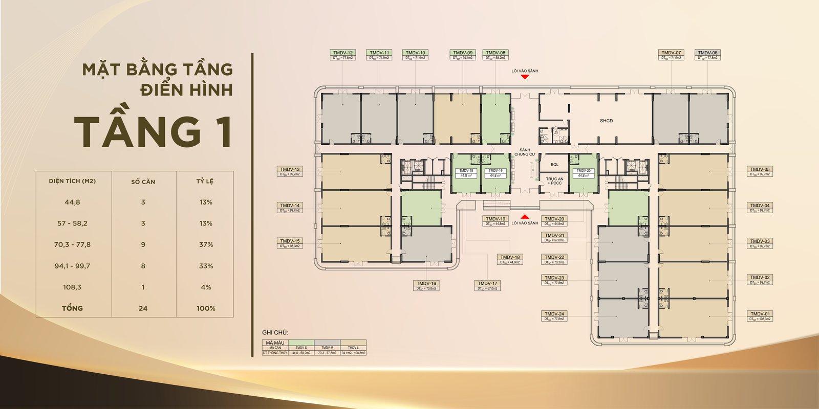 Mặt bằng tầng 1 shophouse khối đế Sedona Việt Trì
